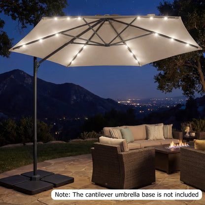10 Feet Cantilever Umbrella With Solar Lights