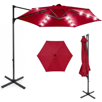 10 Feet Cantilever Umbrella With Solar Lights