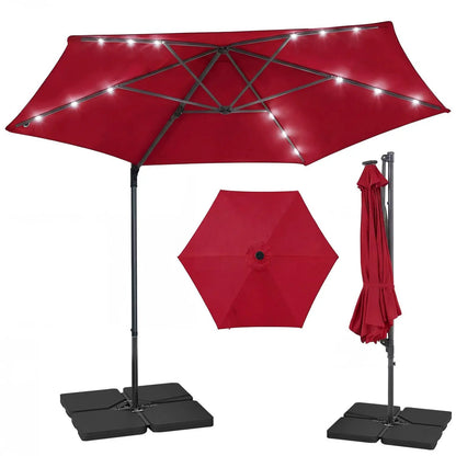10 Feet Cantilever Umbrella With Solar Lights
