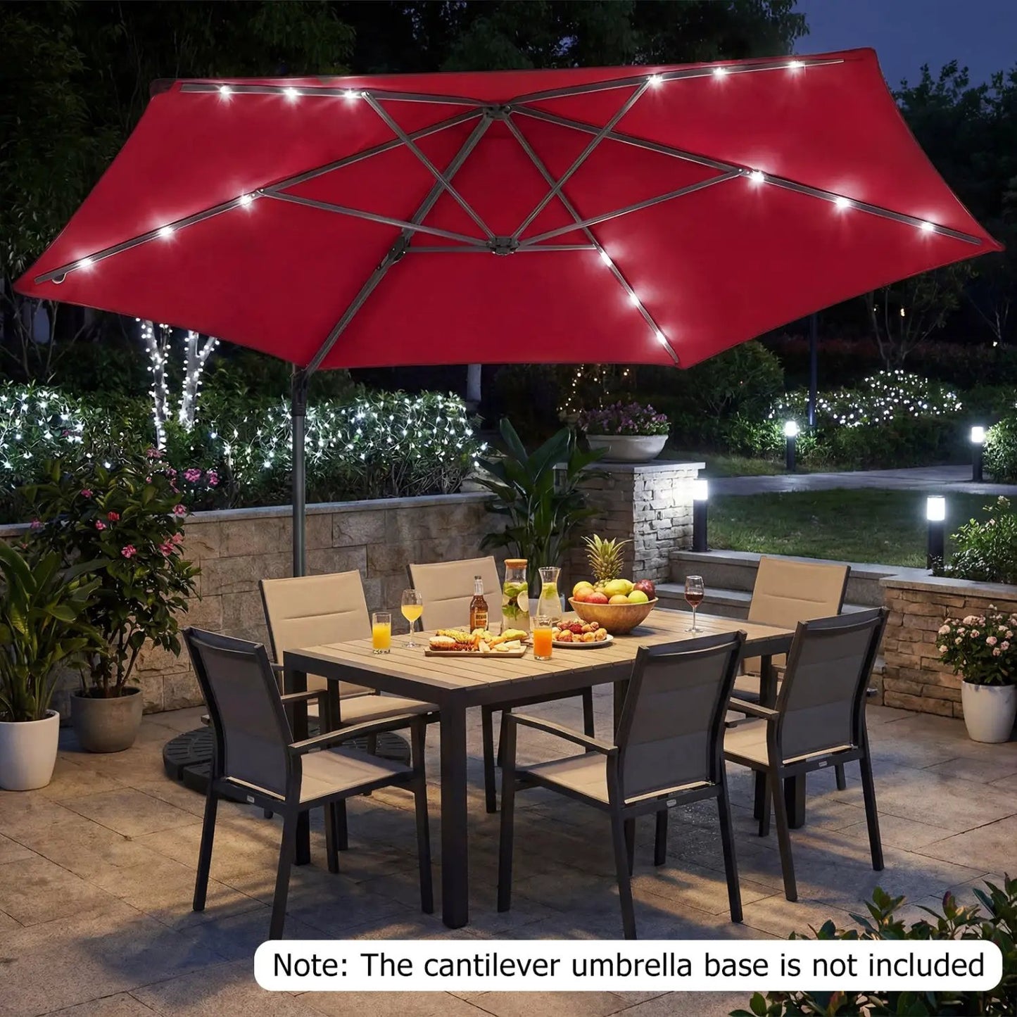 10 Feet Cantilever Umbrella With Solar Lights
