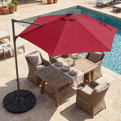 10 Feet Cantilever Umbrella With Solar Lights