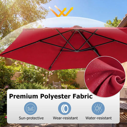 10 Feet Cantilever Umbrella With Solar Lights