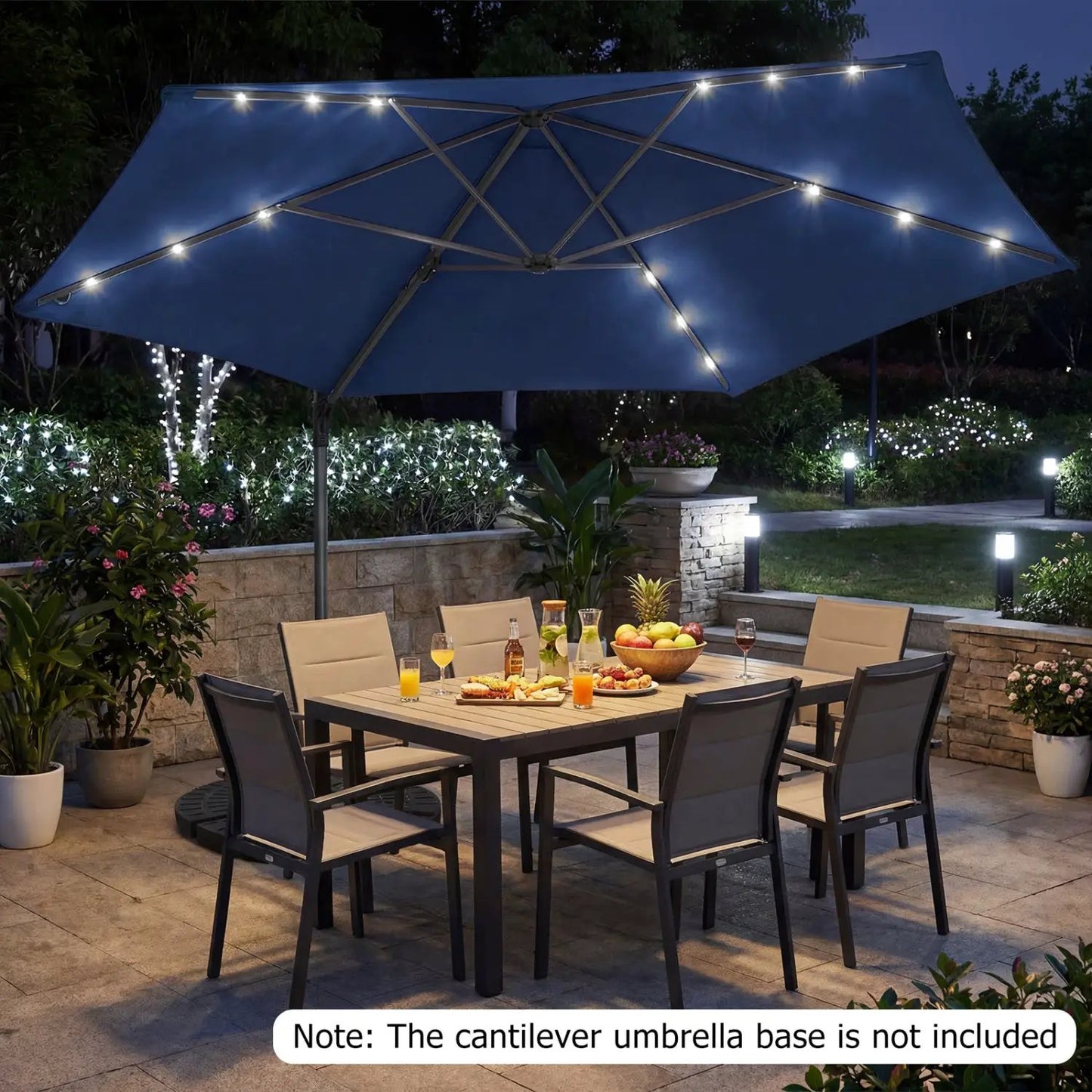10 Feet Cantilever Umbrella With Solar Lights