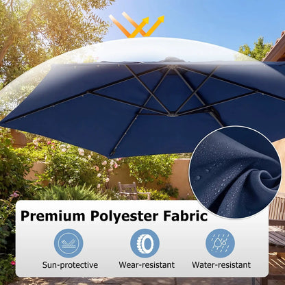10 Feet Cantilever Umbrella With Solar Lights