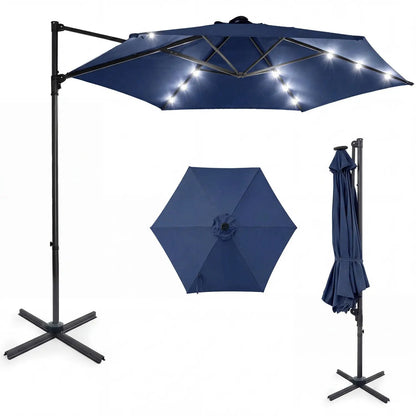10 Feet Cantilever Umbrella With Solar Lights
