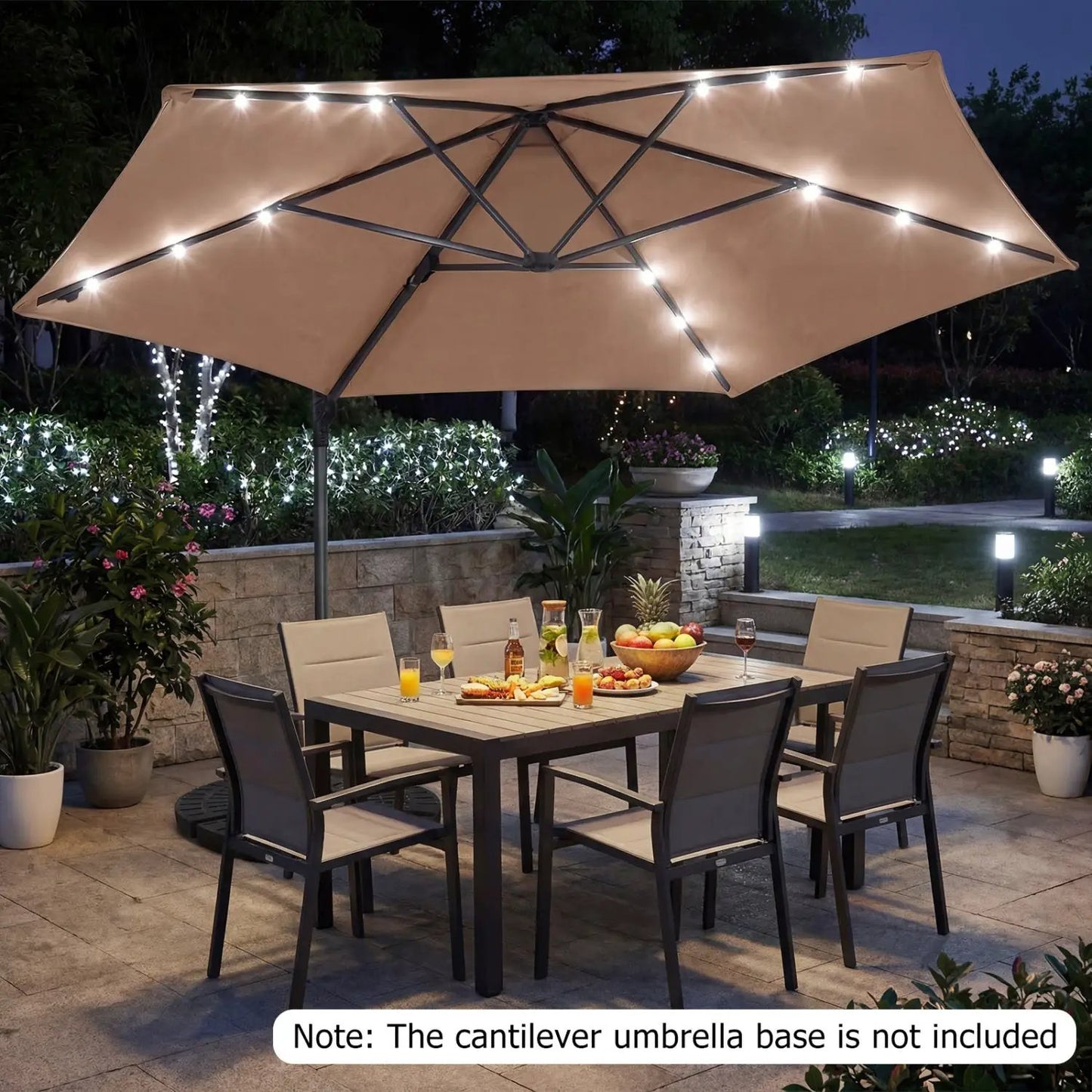 10 Feet Cantilever Umbrella With Solar Lights