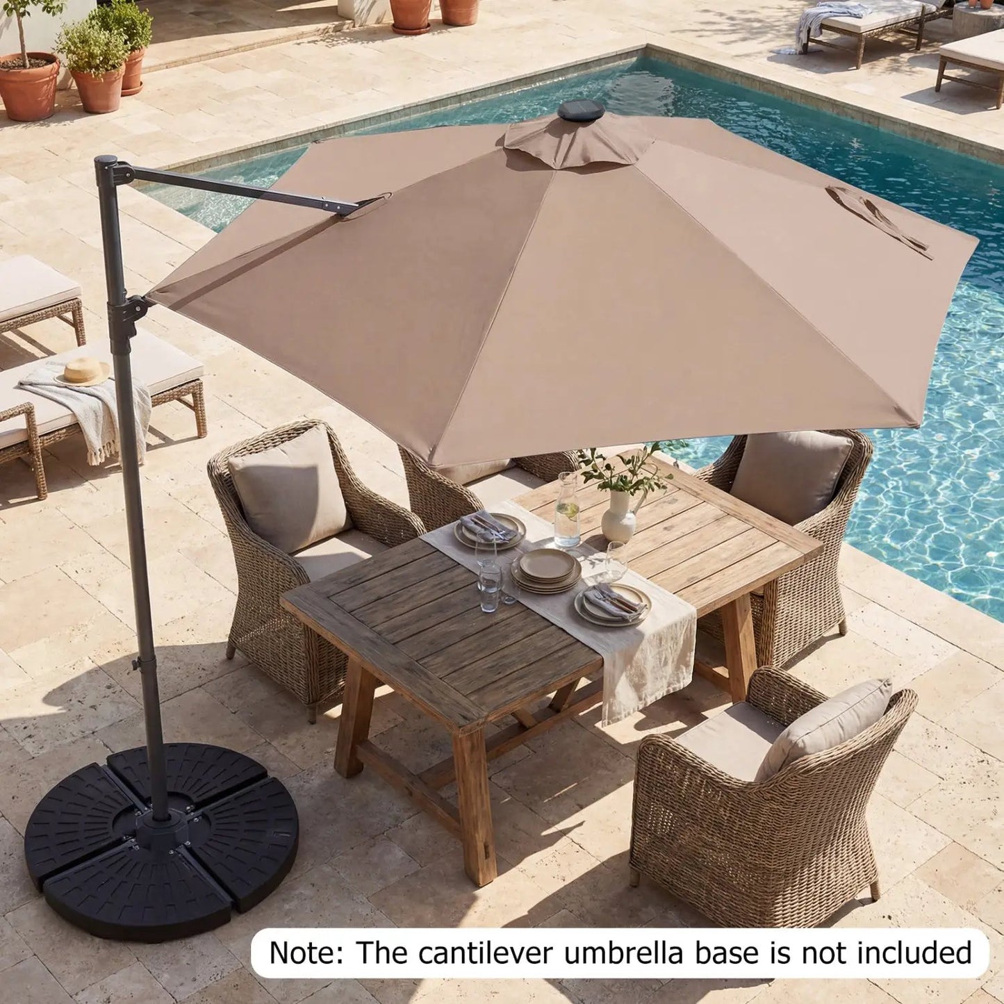 10 Feet Cantilever Umbrella With Solar Lights