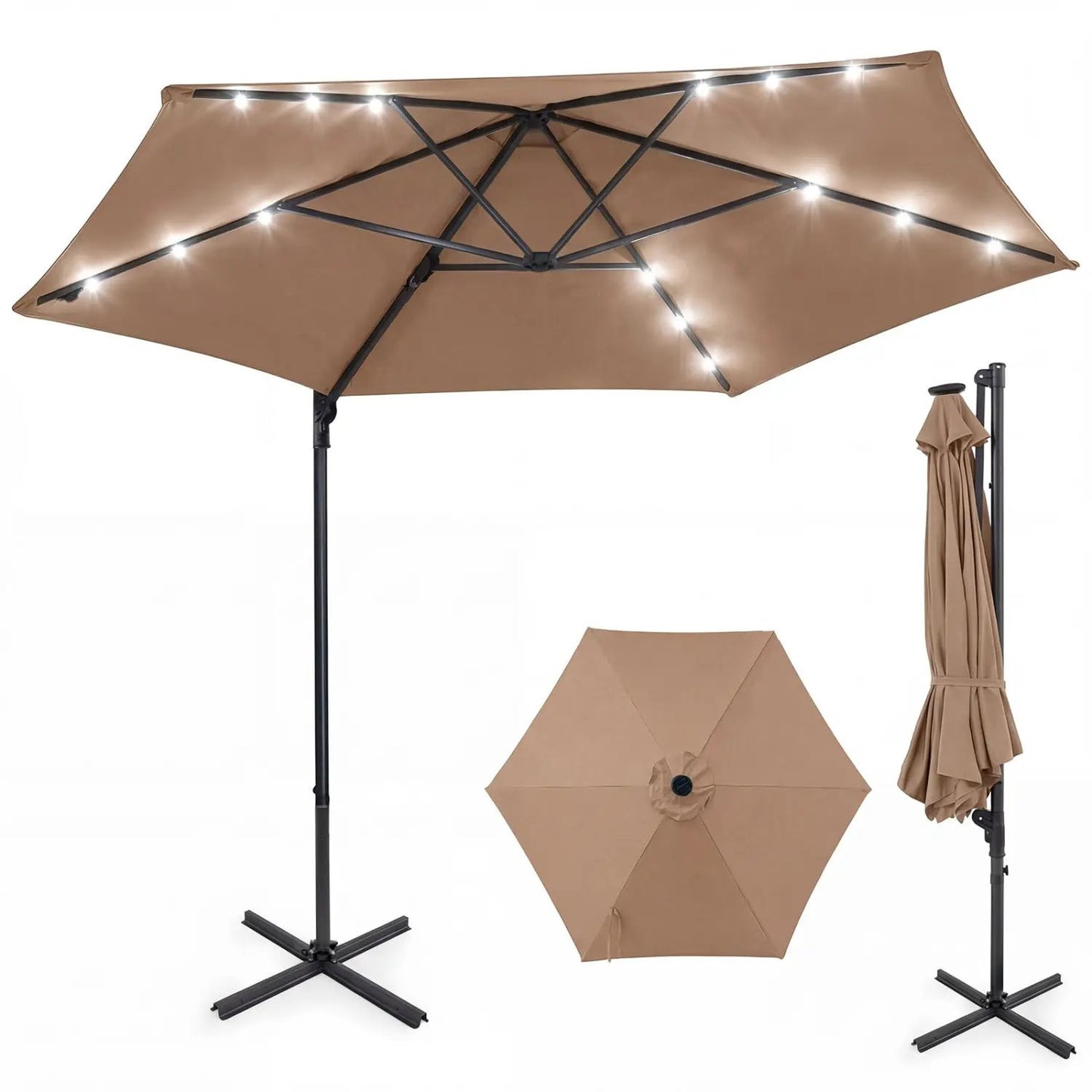 10 Feet Cantilever Umbrella With Solar Lights