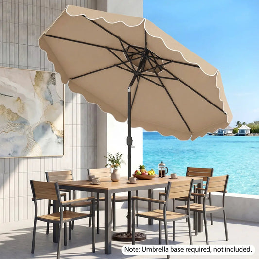 10 Ft Patio Umbrella DirectDeals with pushbutton tilt and crank, beige canopy, black frame on Tampa Home & Garden Store