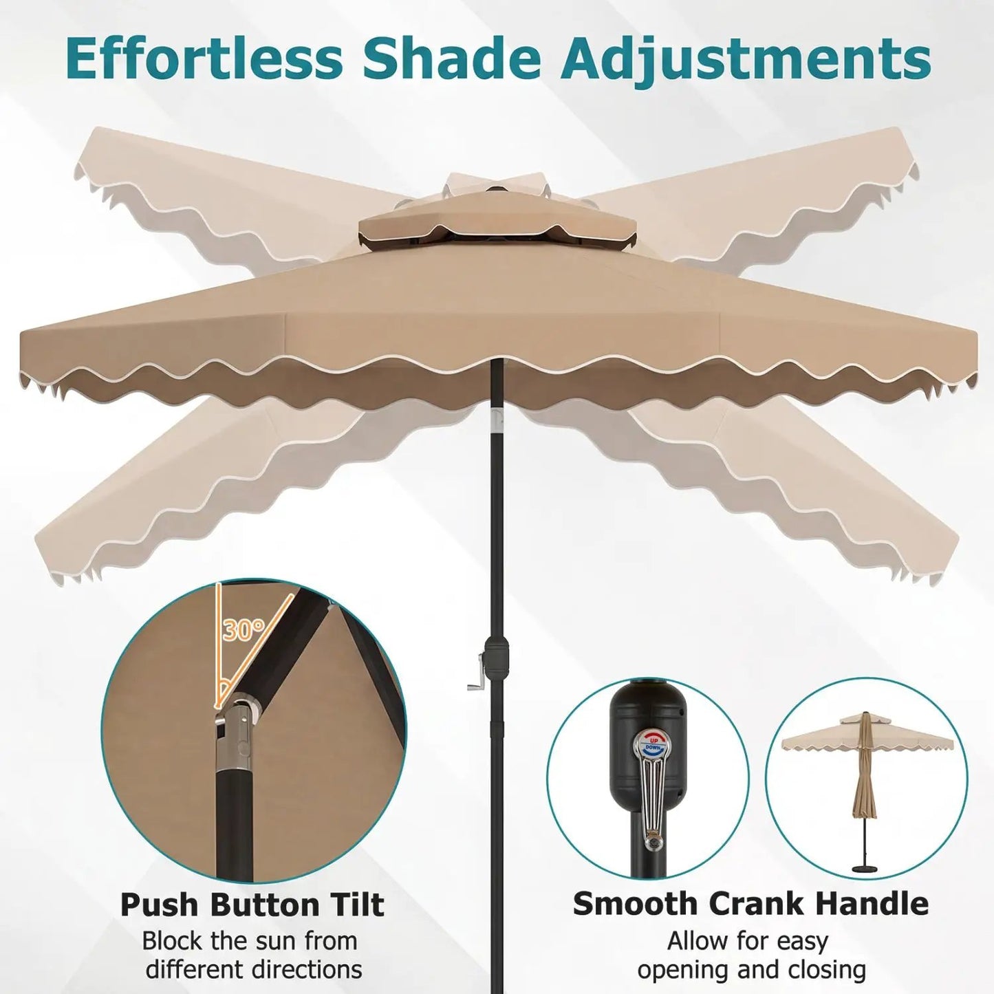10 Ft Patio Umbrella With Push Tilt and Crank