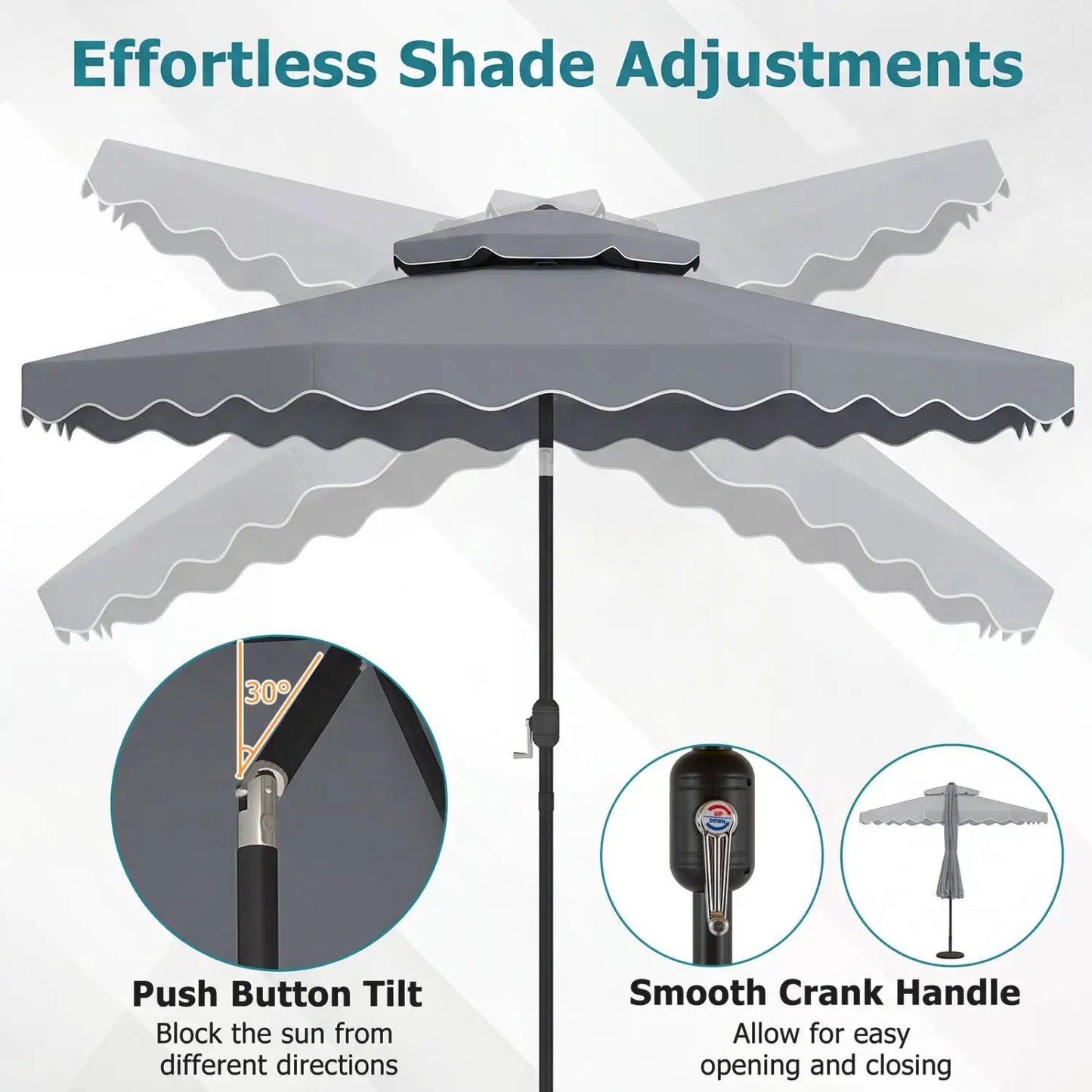 10 Ft Patio Umbrella With Push Tilt and Crank