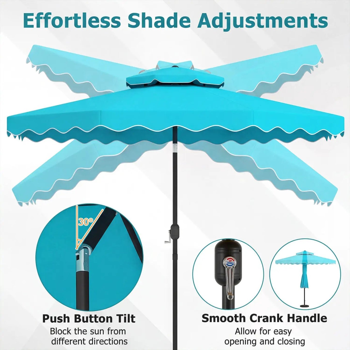 10 Ft Patio Umbrella With Push Tilt and Crank