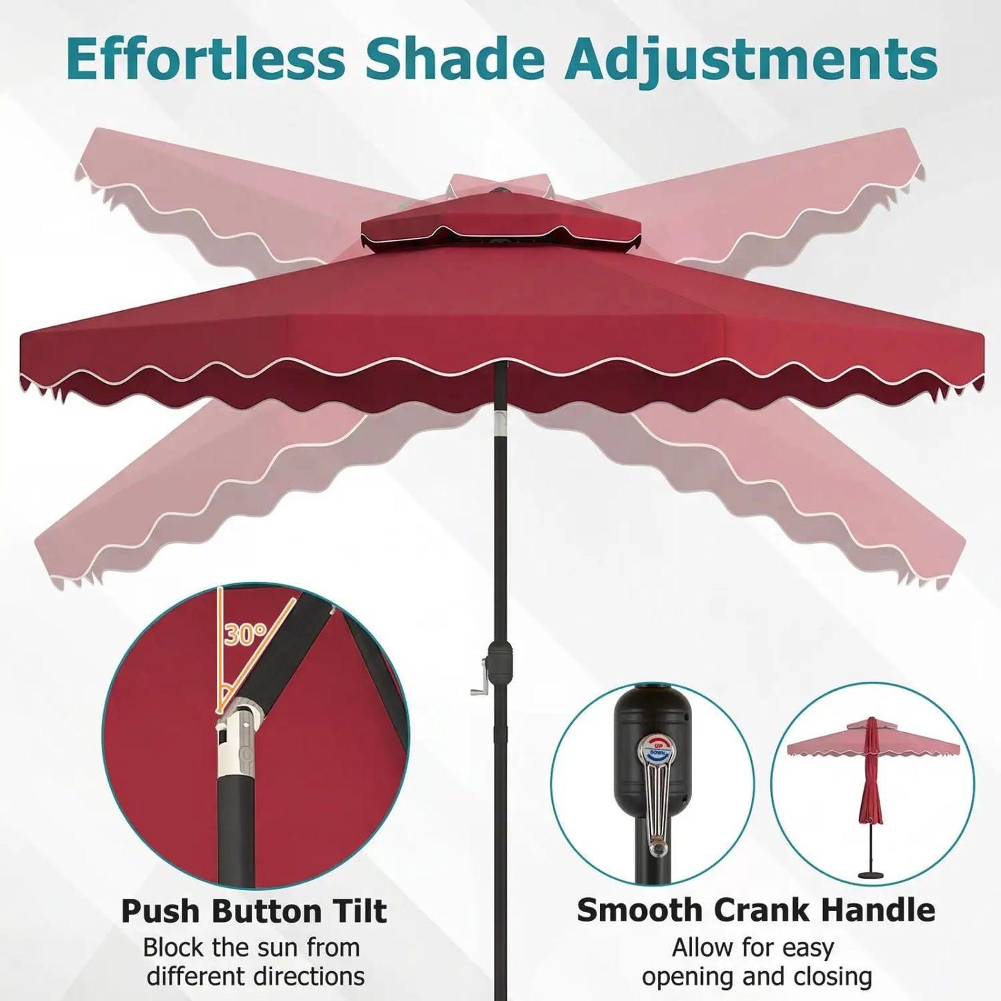 10 Ft Patio Umbrella With Push Tilt and Crank