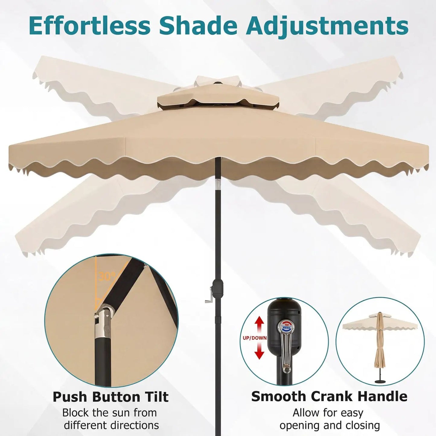 10 Ft Patio Umbrella With Push Tilt and Crank