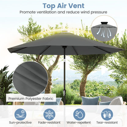 10 Feet Solar Patio Umbrella with 96 Multi-Colored Flowing LED Lights and Tilt Adjustment