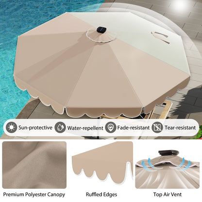 10 Feet Solar Patio Umbrella with 24 LED Lights-Coffee