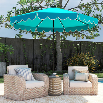 10 Feet Solar Patio Umbrella with 24 LED Lights-Turquoise