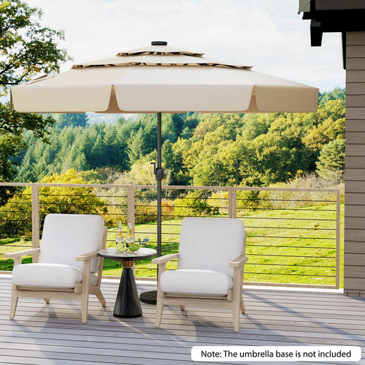 10 Feet Solar Patio Umbrella with 3-Tier Vented Top-Beige