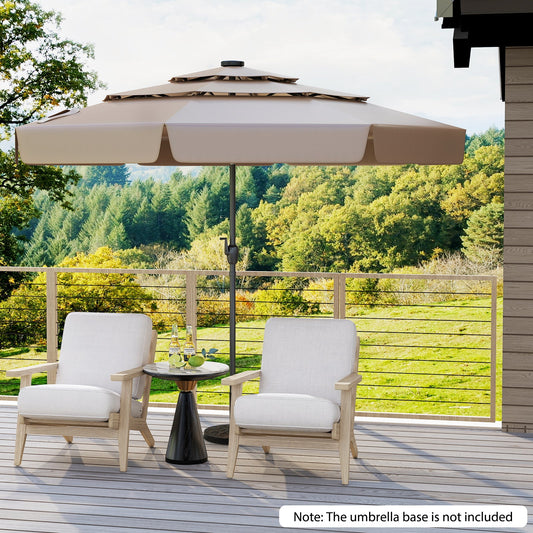 10 Feet Solar Patio Umbrella with 3-Tier Vented Top-Taupe