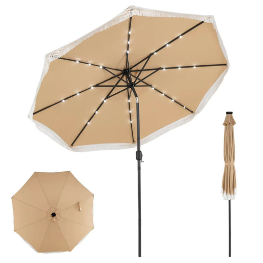 10 Feet Solar Patio Umbrella with 24 LED Lights