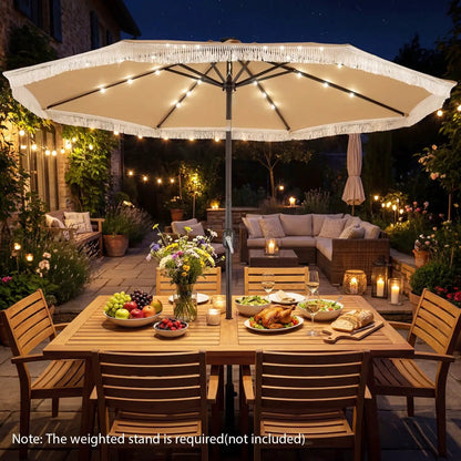 10 Feet Solar Patio Umbrella with 24 LED Lights
