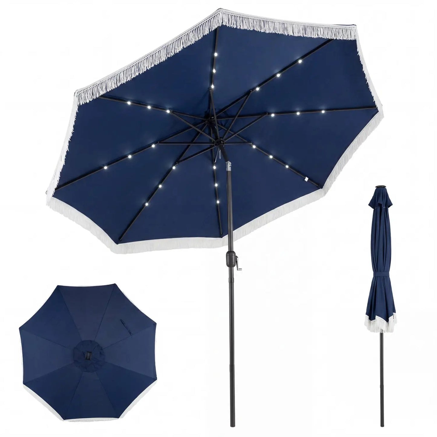 10 Feet Solar Patio Umbrella with 24 LED Lights