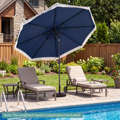 10 Feet Solar Patio Umbrella with 24 LED Lights