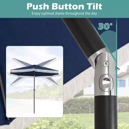 10 Feet Solar Patio Umbrella with 24 LED Lights