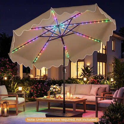 10 Ft Solar Patio Umbrella With LED Lights