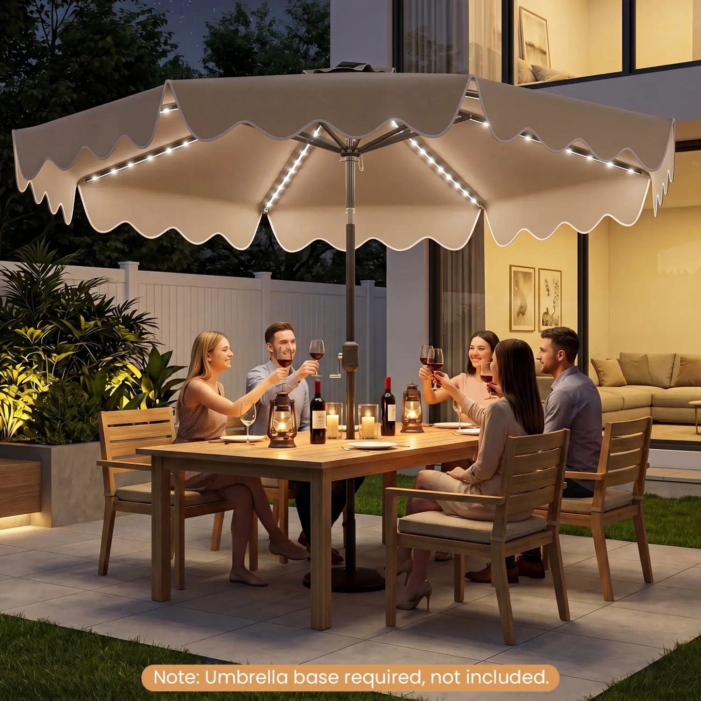 10 Ft Solar Patio Umbrella With LED Lights