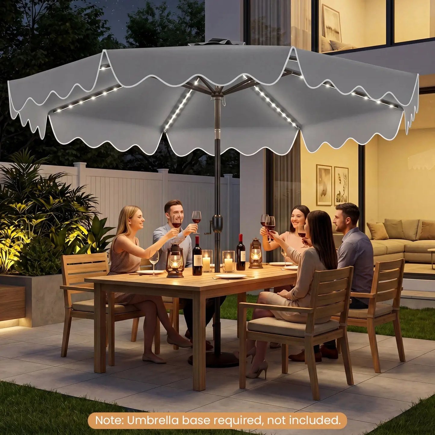 10 Ft Solar Patio Umbrella With LED Lights