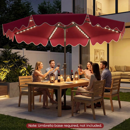10 Ft Solar Patio Umbrella With LED Lights