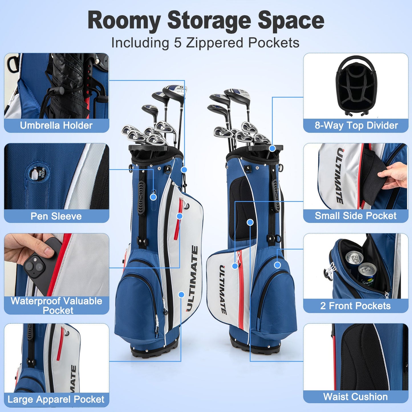 Men’s Profile Complete Golf Club Package Set Includes 10 Pieces