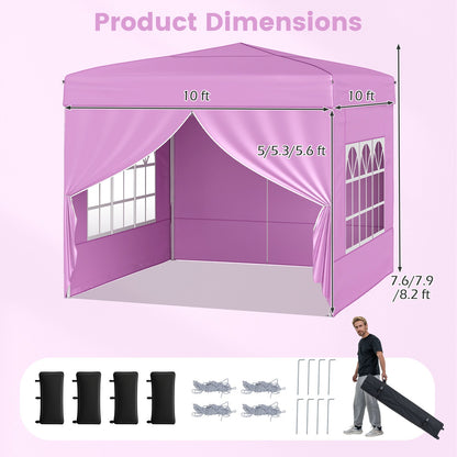 10 X 10 FT Pop up Canopy Tent Outdoor Patio Commercial Sunshade Shelter with 4 Sidewalls