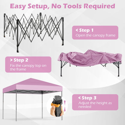 GemGear 10x10 ft pop up canopy frame with pink canopy top portable carrying bag and 8 stakes on Tampa Home & Garden Store