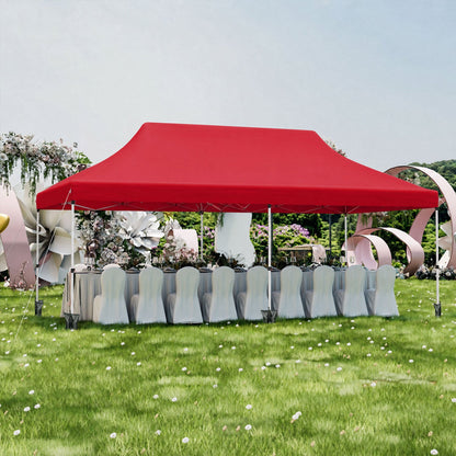 Pop Up Canopy Tent 10x20 ft red with chairs at event with carry bag on Tampa Home & Garden Store