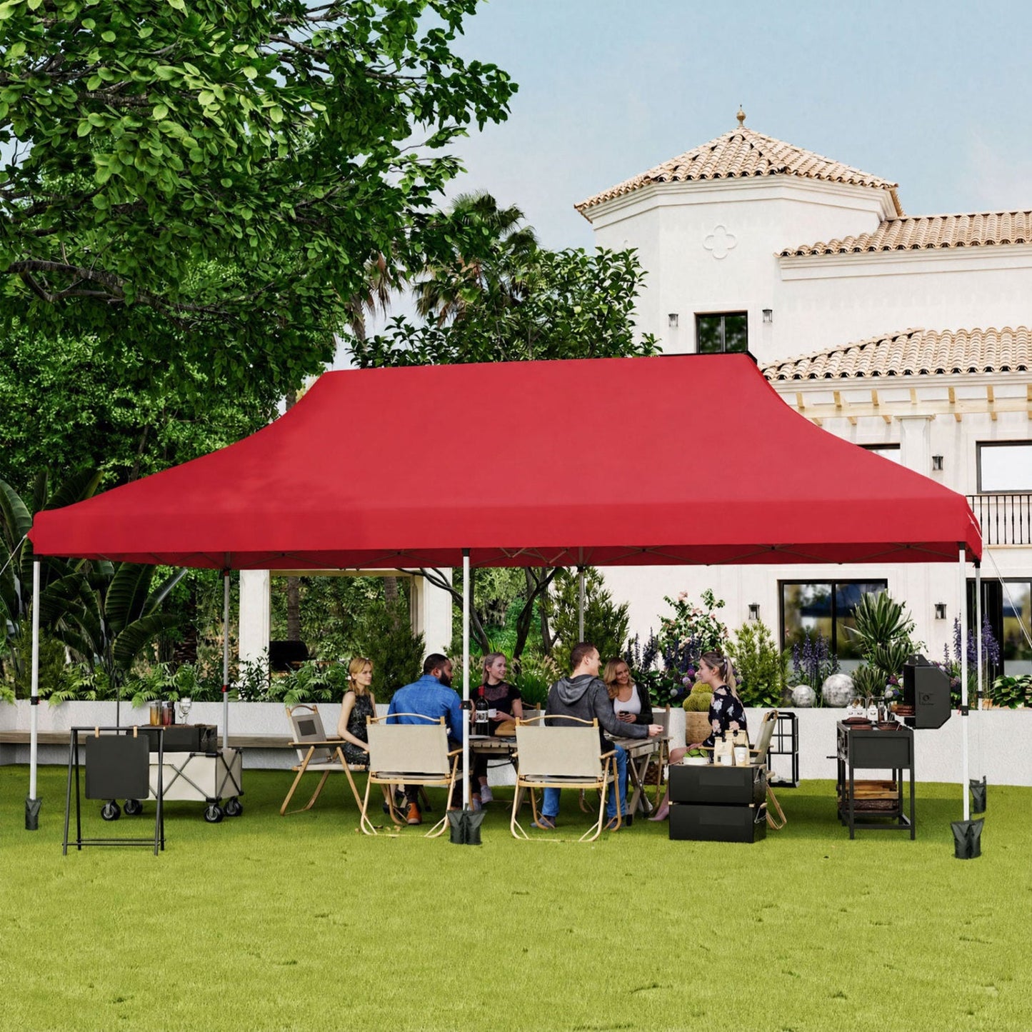 Pop Up Canopy Tent 10x20 ft red with carry bag for outdoor events DirectDeals on Tampa Home & Garden Store