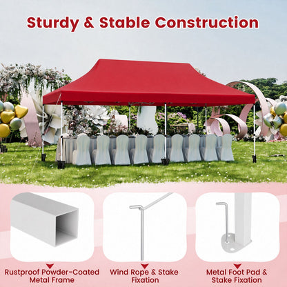 Pop Up Canopy Tent 10x20 ft red DirectDeals rustproof powder-coated metal frame carry bag on Tampa Home & Garden Store