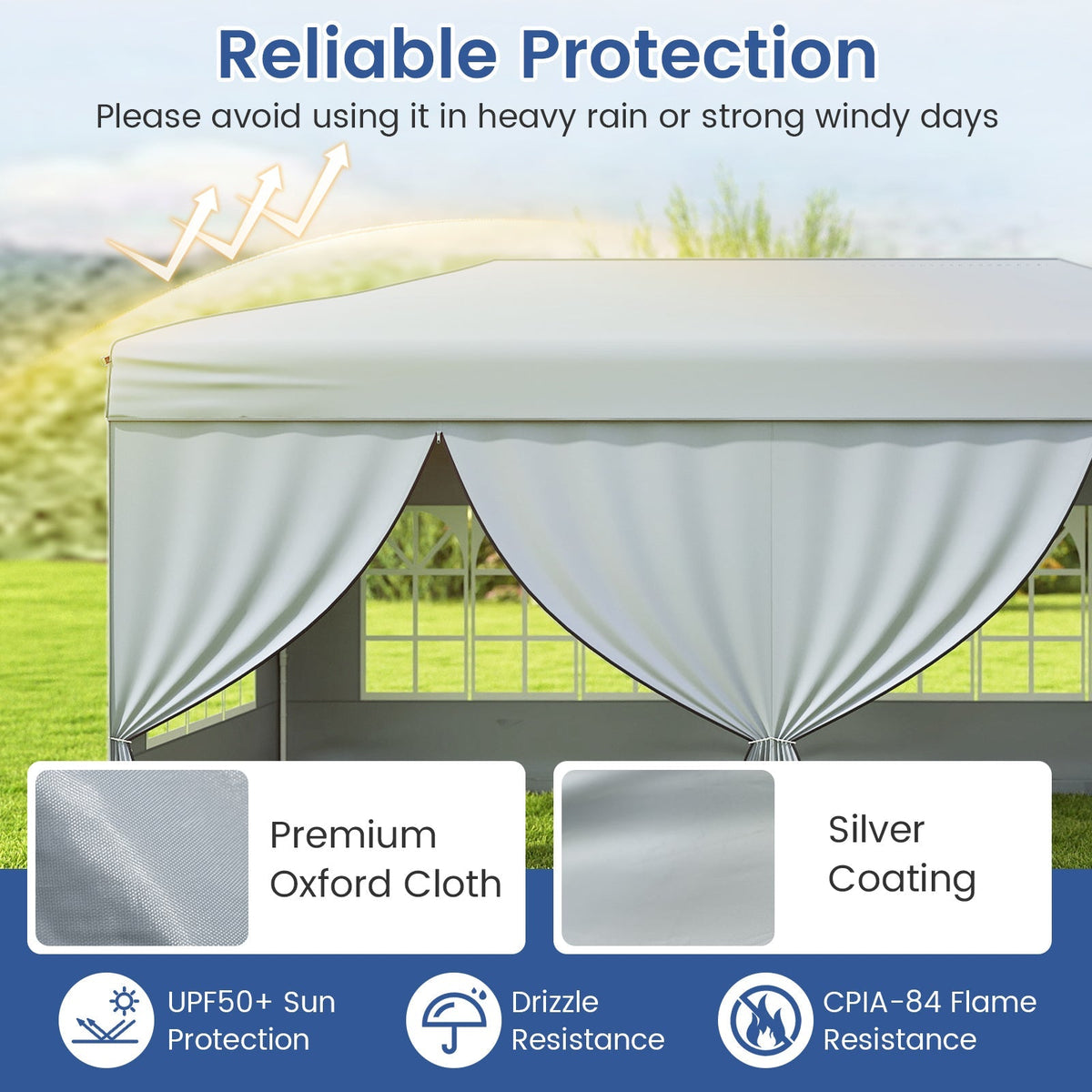 10x20 ft pop up canopy tent by GemGear with 6 sidewalls and white Oxford cloth on Tampa Home & Garden Store