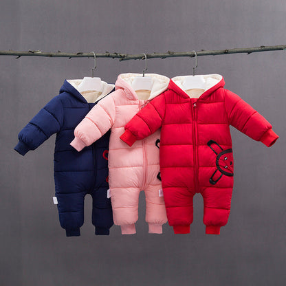 Stevvex quilted baby snowsuit jumpsuit set in navy, pink and red with hoods 3-pack on Tampa Home & Garden Store