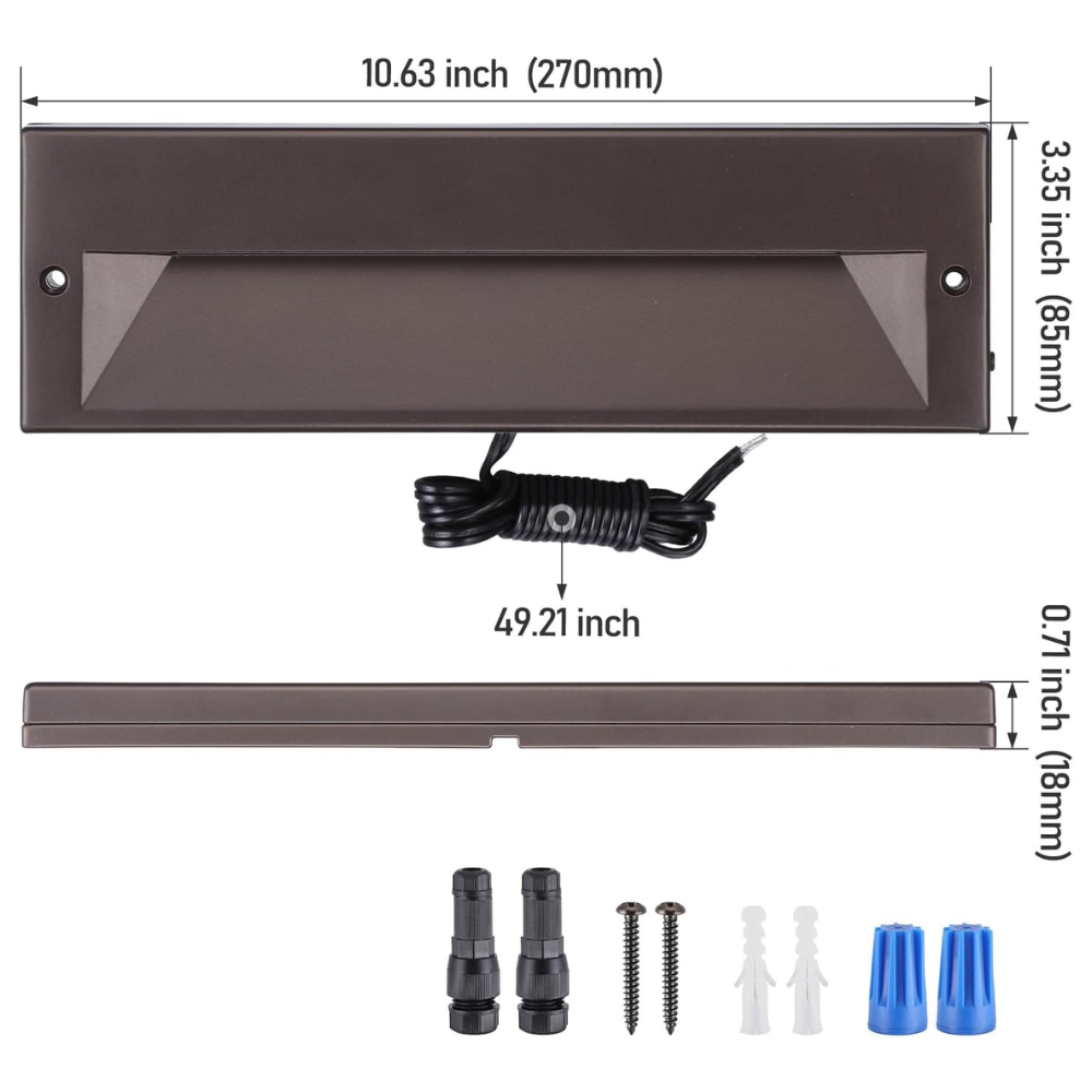 STLA10 6 unidades 6W Luces LED de paso exteriores de bajo voltaje de 10.6", 12V-24V 5CCT 1800K/2700K/3000K/4000K/.Luces LED integradas de aluminio para cubierta Luces de paisaje