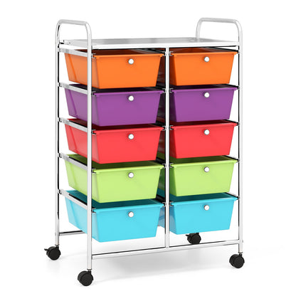 10-Drawer Rolling Storage Cart-Black