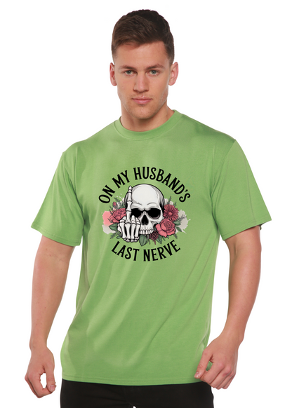 Unisex bamboo/cotton graphic tee On My Husbands Last Nerve lime green by Spun Bamboo on Tampa Home & Garden Store
