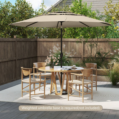 10 ft 3-tier Vented Patio Umbrella with Push Button Tilt-Beige
