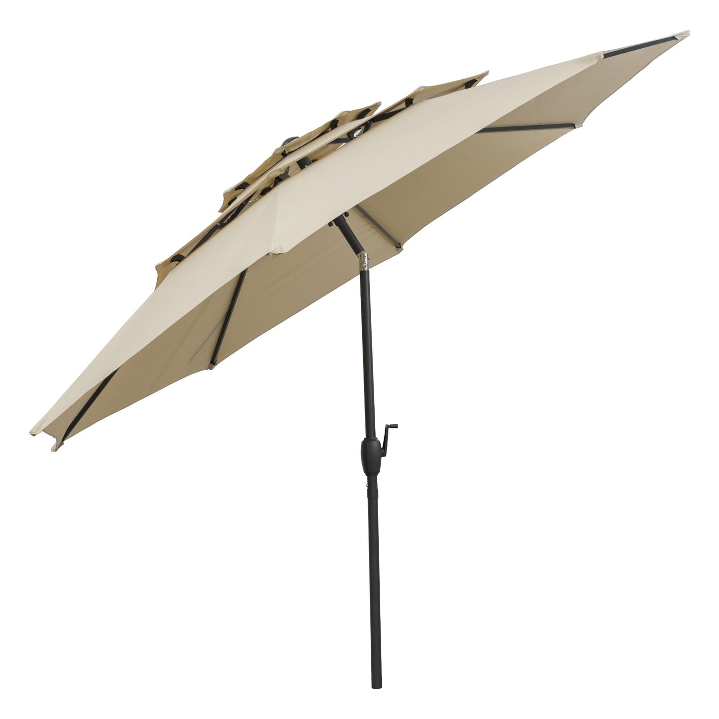 10 ft 3-tier Vented Patio Umbrella with Push Button Tilt-Beige