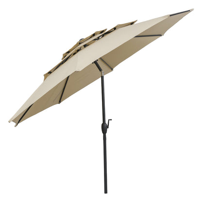10 ft 3-tier Vented Patio Umbrella with Push Button Tilt-Beige