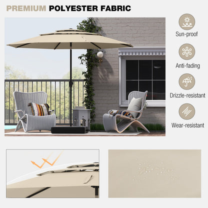 10 ft 3-tier Vented Patio Umbrella with Push Button Tilt-Beige