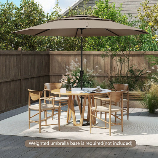 10 ft 3-tier Vented Patio Umbrella with Push Button Tilt-Brown - Tampa Home & Garden Store