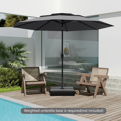 10 ft 3-tier Vented Patio Umbrella with Push Button Tilt-Gray