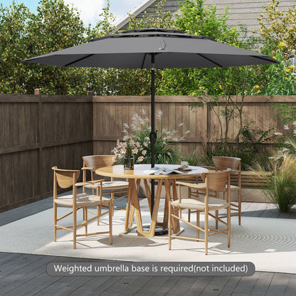 10 ft 3-tier Vented Patio Umbrella with Push Button Tilt-Gray